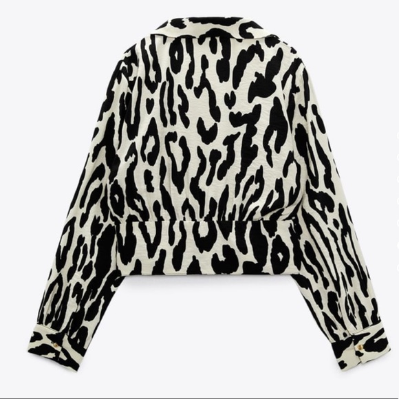 Zara Animal Print Cropped Blouse - Picture 2 of 8